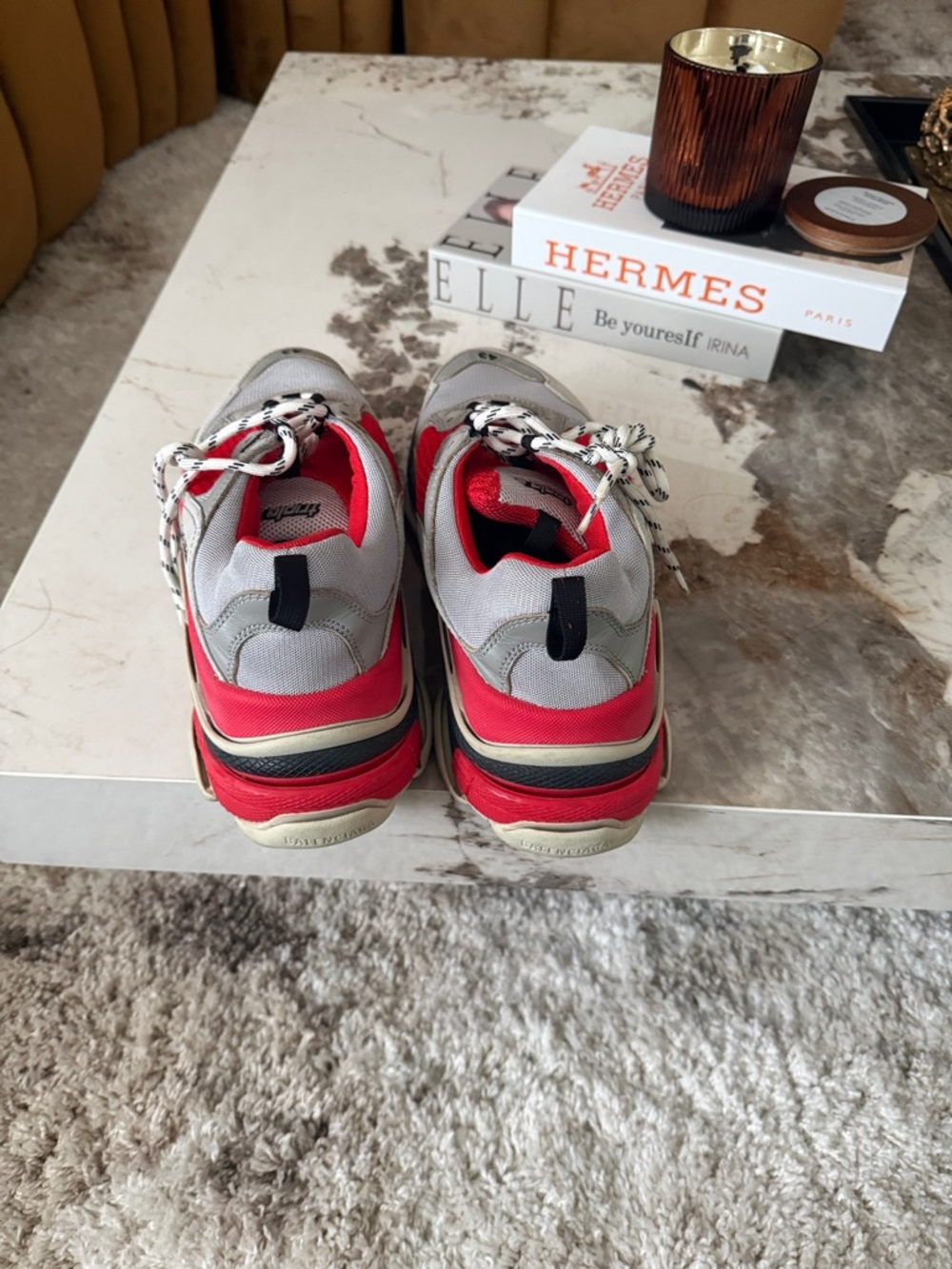 Balenciaga Red and Gray Men's Triple-S Sneakers - Picture 3 of 4